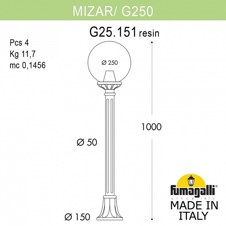 Фонарный столб Fumagalli Globe 250 G25.151.000.BZF1R
