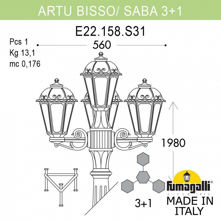 Фонарный столб Fumagalli Artu Bisso/Saba K22.158.S31.AXF1R