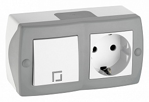 Блок с розеткой и выключателем Mono Electric Octans IP20 104-020001-180