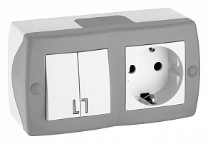 Блок с розеткой и выключателем Mono Electric Octans IP20 104-020001-181