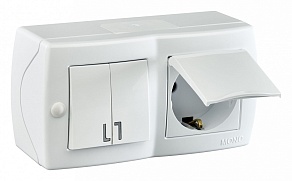Блок с розеткой и выключателем Mono Electric Octans IP20 104-010101-187
